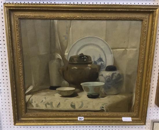 Percy Telford Chinese still life, 20 x 24in.